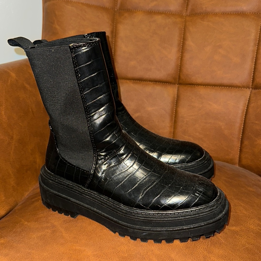 Zara platform leather boots